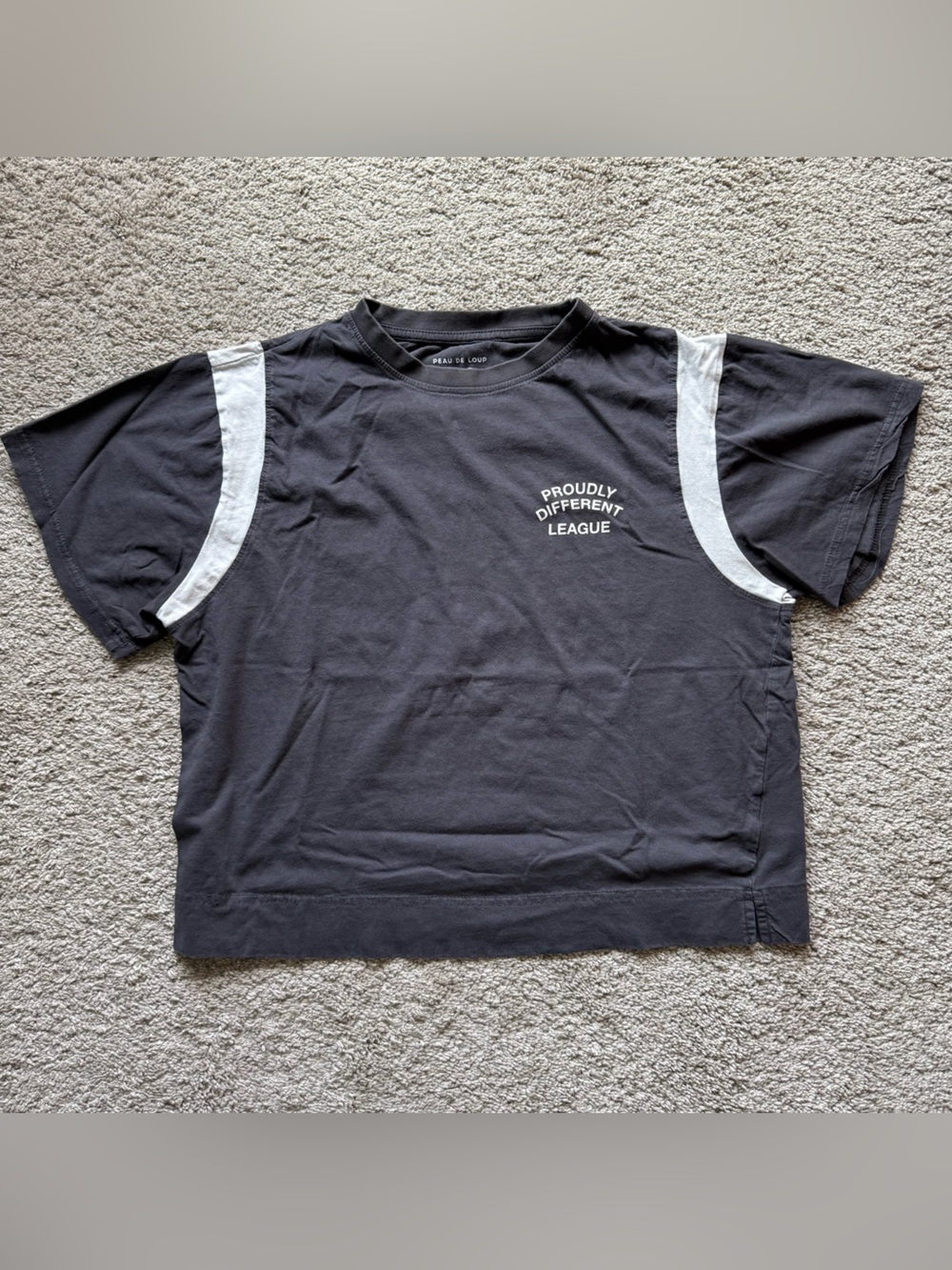 Peau De Loup Black Tee with White Accents
